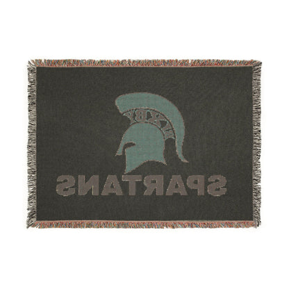 Spartans Woven Blanket — Retro Spartan Helmet Throw for Game Days & Dorm Rooms